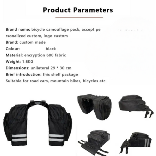 25L Canvas Carrier Bag Rear Rack Trunk Bike Luggage Back Seat